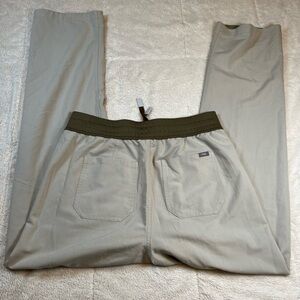 Mens FIGS Large Scrub Medical Pants | 33” Length | Drawstring | Tan - Green